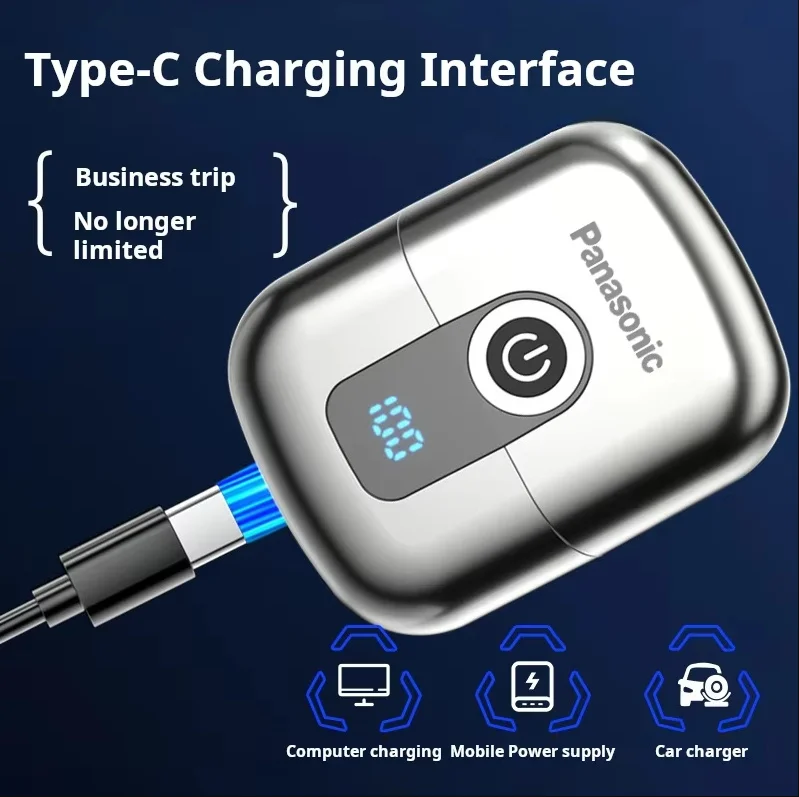 ماكينة حلاقة كهربائية مغناطيسية من باناسونيك، ماكينة حلاقة صغيرة محمولة للسفر برأسين، سكين اللحية، ماكينة حلاقة منزلية لغسل المياه الكهربائية