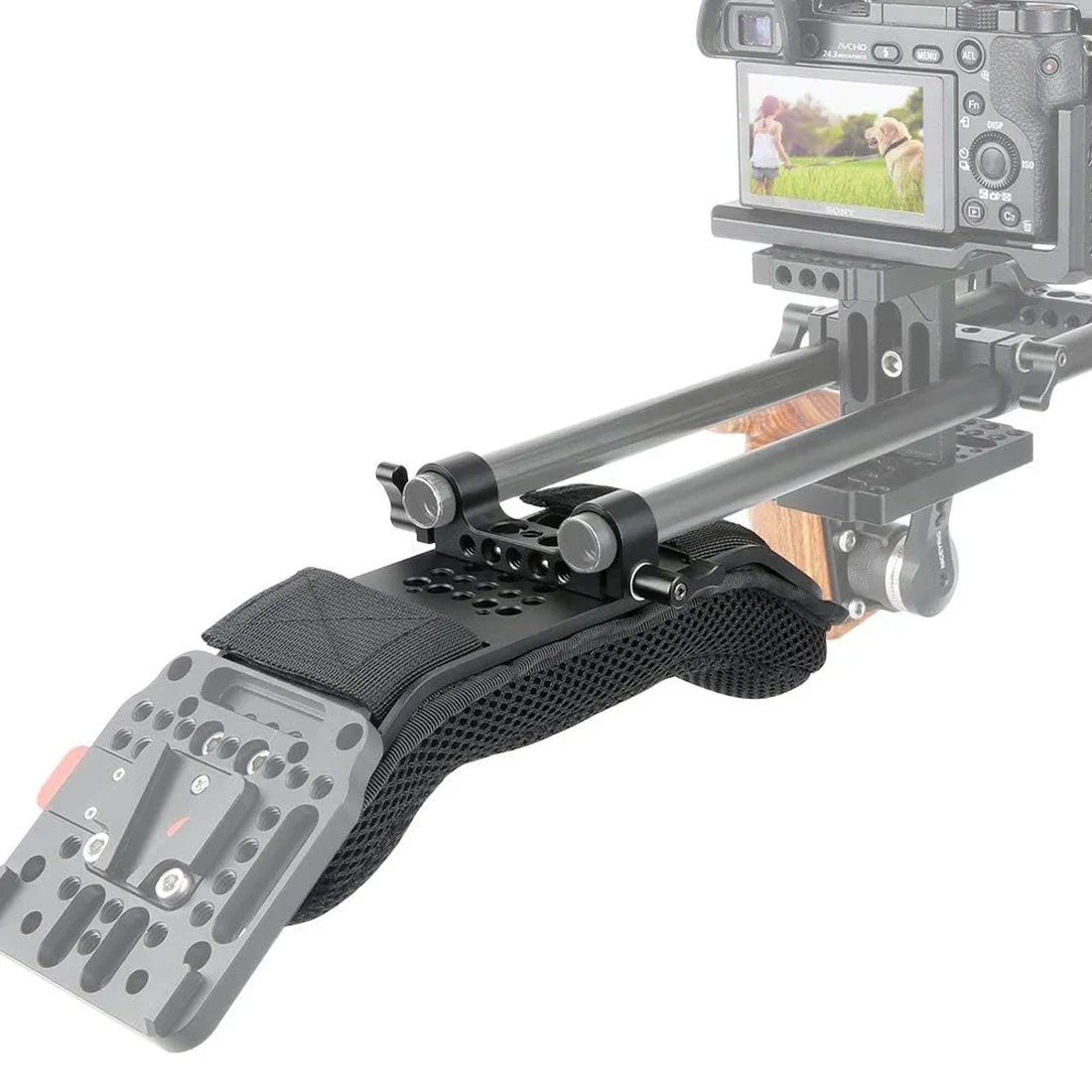 Topcine 15mm Shoulder Pad Support System for Camera Cinema Camcorder, Mount Rig with Base Plate, Rod, Handle Set