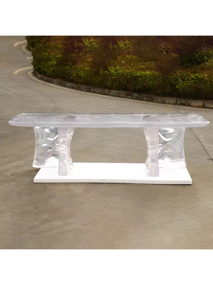 Nordic modern light luxury high-grade transparent resin dining table household villa rectangular table