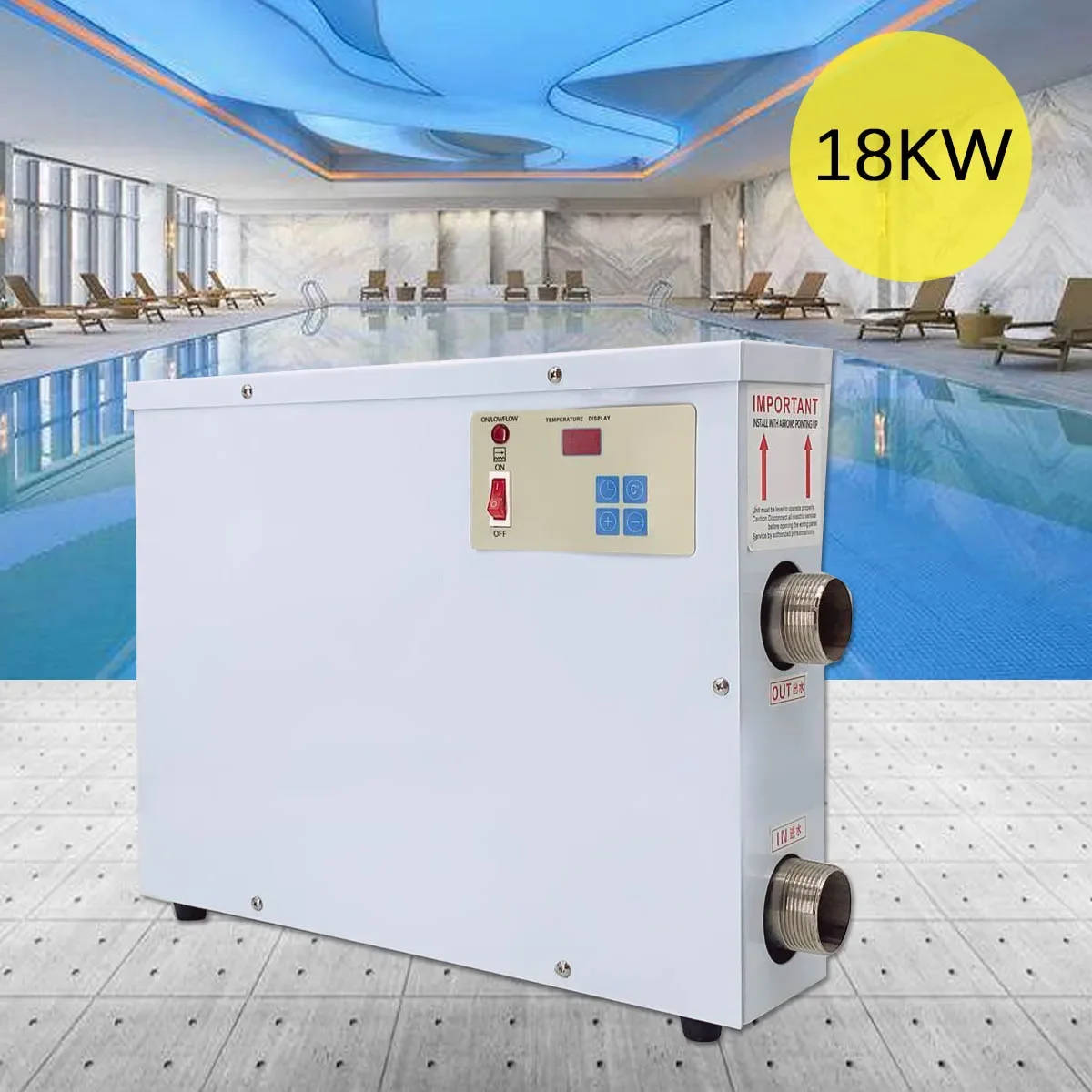 18KW 220V Spa Swimming Pool Water Heater Pump Heating System Electric   Thermostat