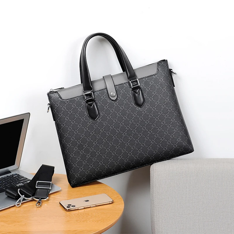 PVC Men's Briefcases Bag Executives Designer Lawyers Business 14 inch Laptop File Office Shoulder Messenger Crossbody A4 Bag