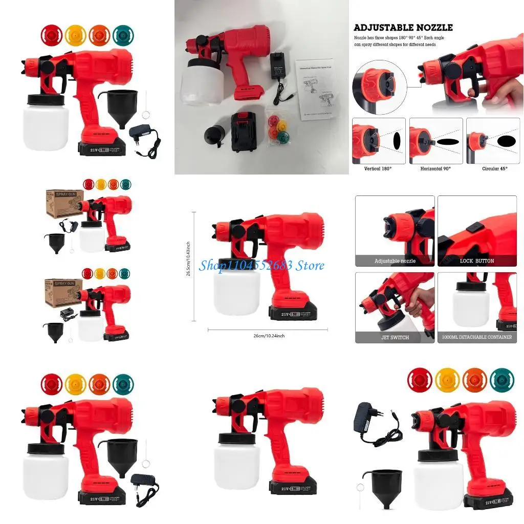Y6GD Paint Sprayer Powerful Paint Guns HVLP Electric Guns with 1000ml Container 3 Patterns for Furniture