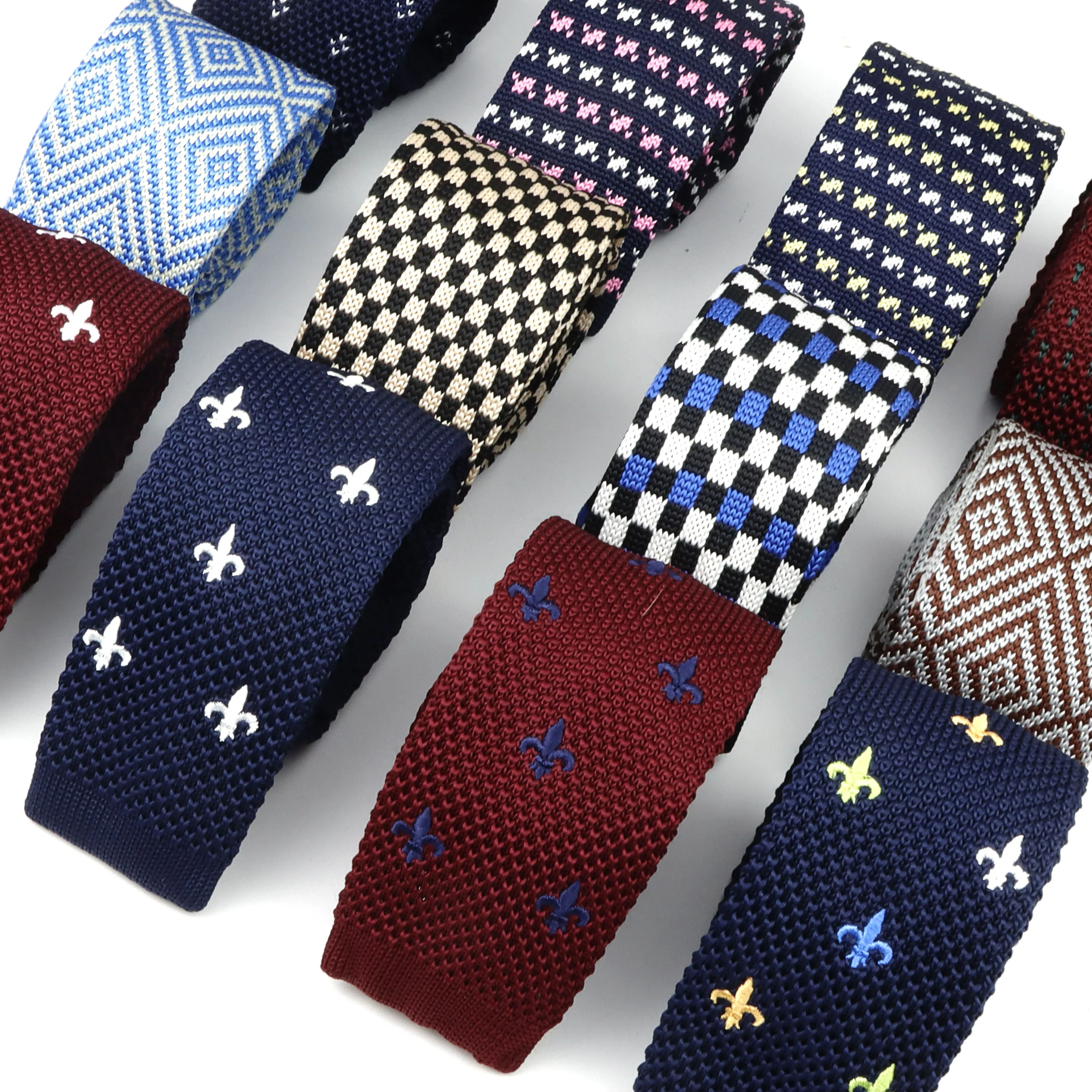 Nuevas corbatas de punto para hombres, corbata informal ajustada de vino azul marino, corbata de cuello con patrón de punto para fiesta para niños y niñas, corbata para novio de boda, ropa para el cuello