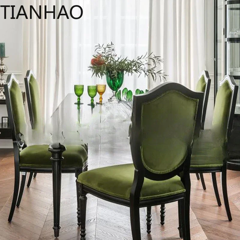 Solid wood dining table household rectangular eating table  and chairs combination