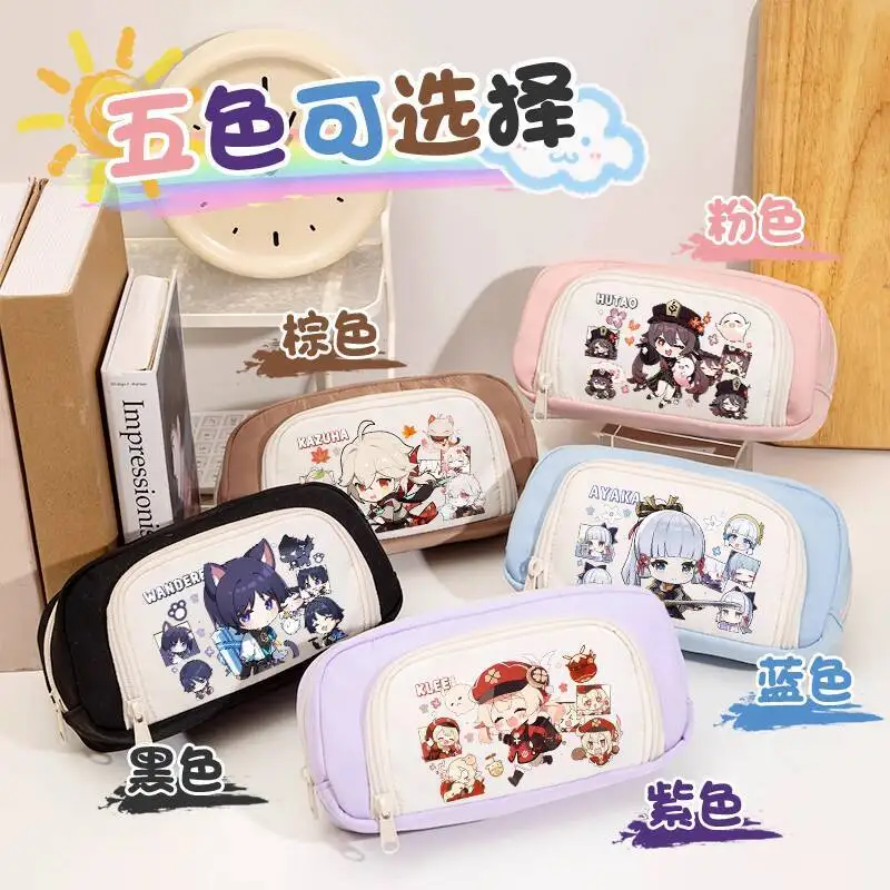 Genshin Impact Collaboration Scattered Soldier Case Pain Funina Naxi Da Raiden Large Capacity Stationery Bag Elementary School A