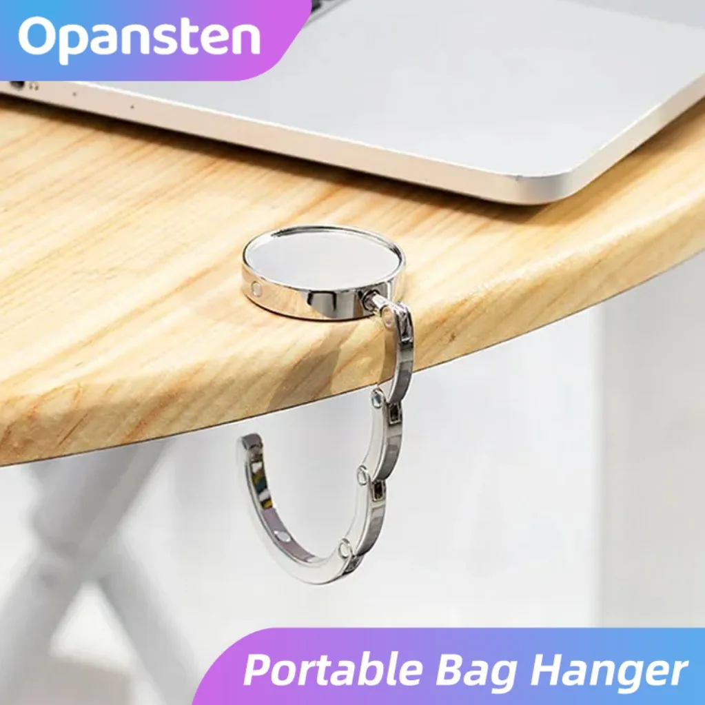 Portable Folding Bag Hanger Handbag Hook Holder Table Hook Crystal Alloy Purse Bag Holder Circle Shape Bag Accessories