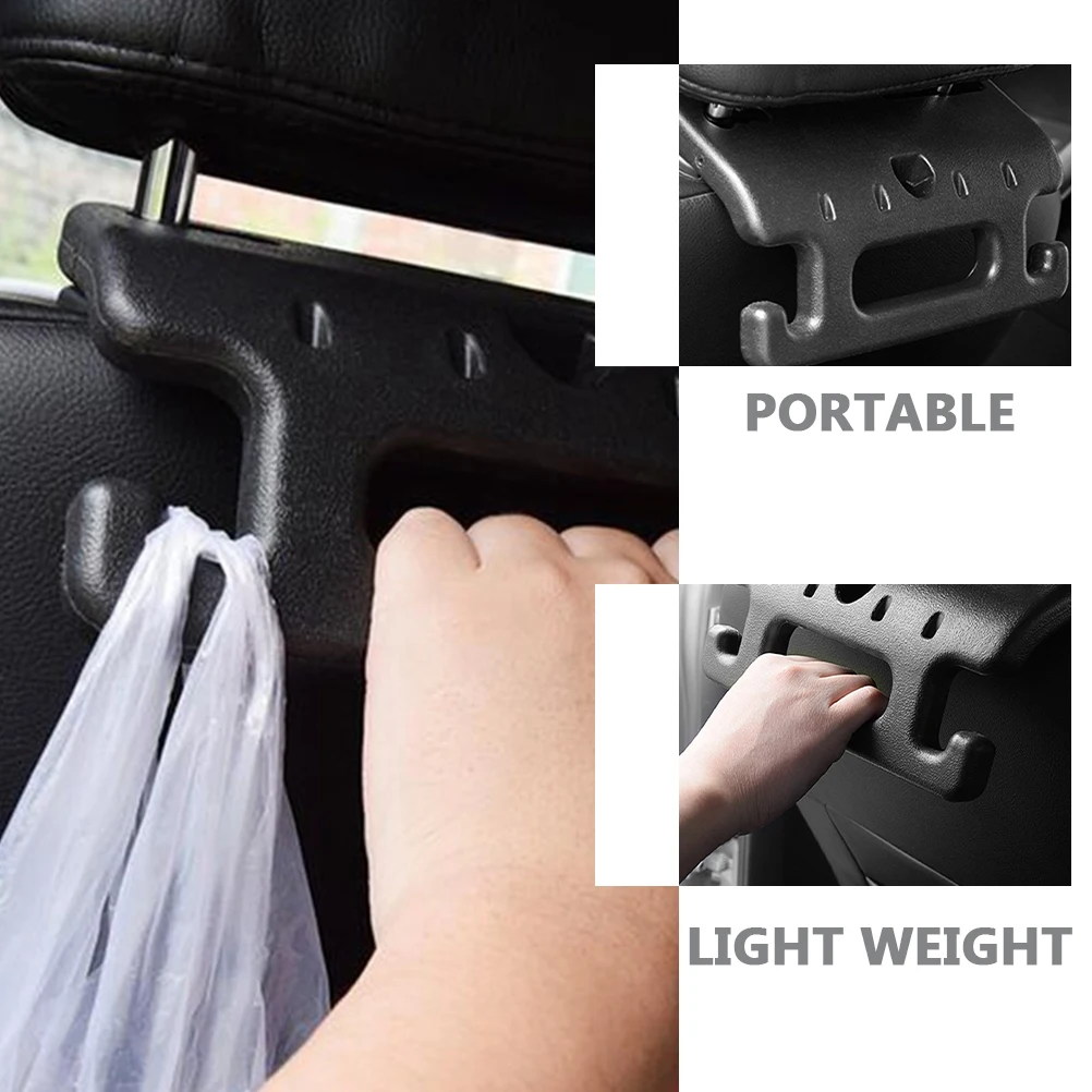 

4pcs Safety Handrail Hook Car Seat Headrest Hooks Black ABS Lightweight Universal Fit Easy Install No Tools Elderly for Auto
