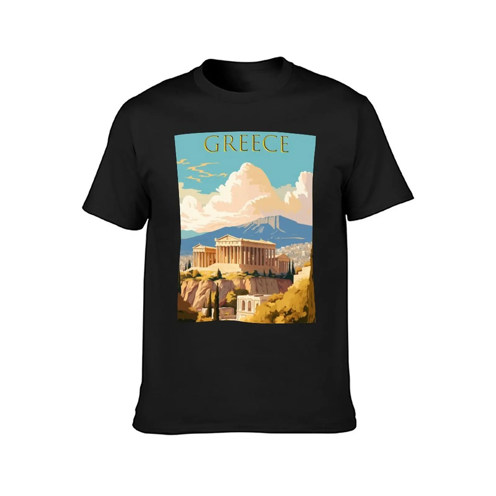 Greece Athens City Travel Poster T-Shirt Aesthetic clothing summer tops for a boy mens workout shirts