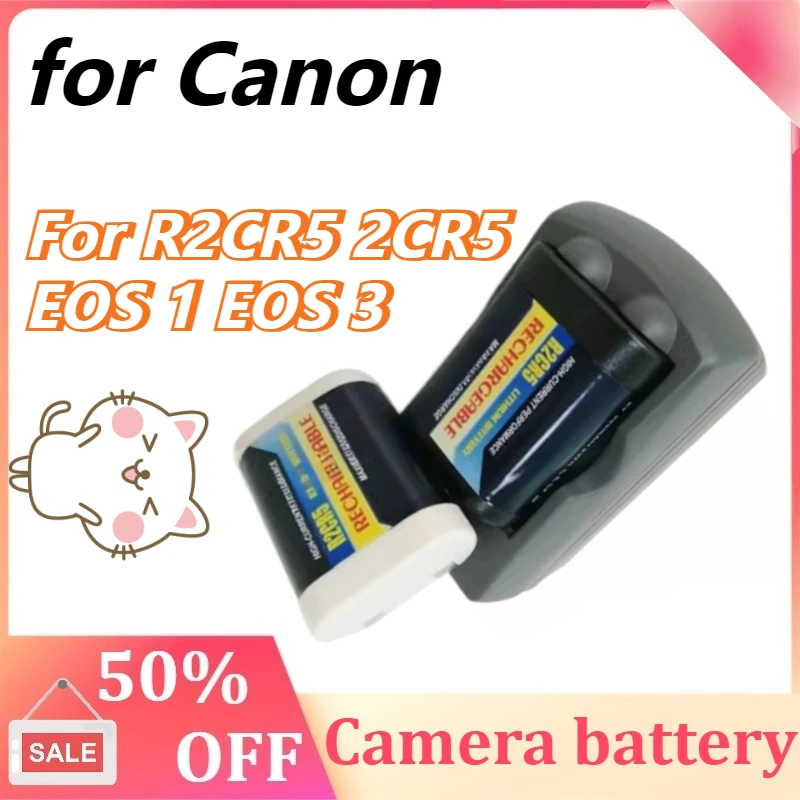 

For Canon R2CR5 2CR5 EOS 1 EOS 3 Rechargeable Lithium Battery 6V Camera Battery Set 2 Batteries+1 Charger Rechargeable Battery