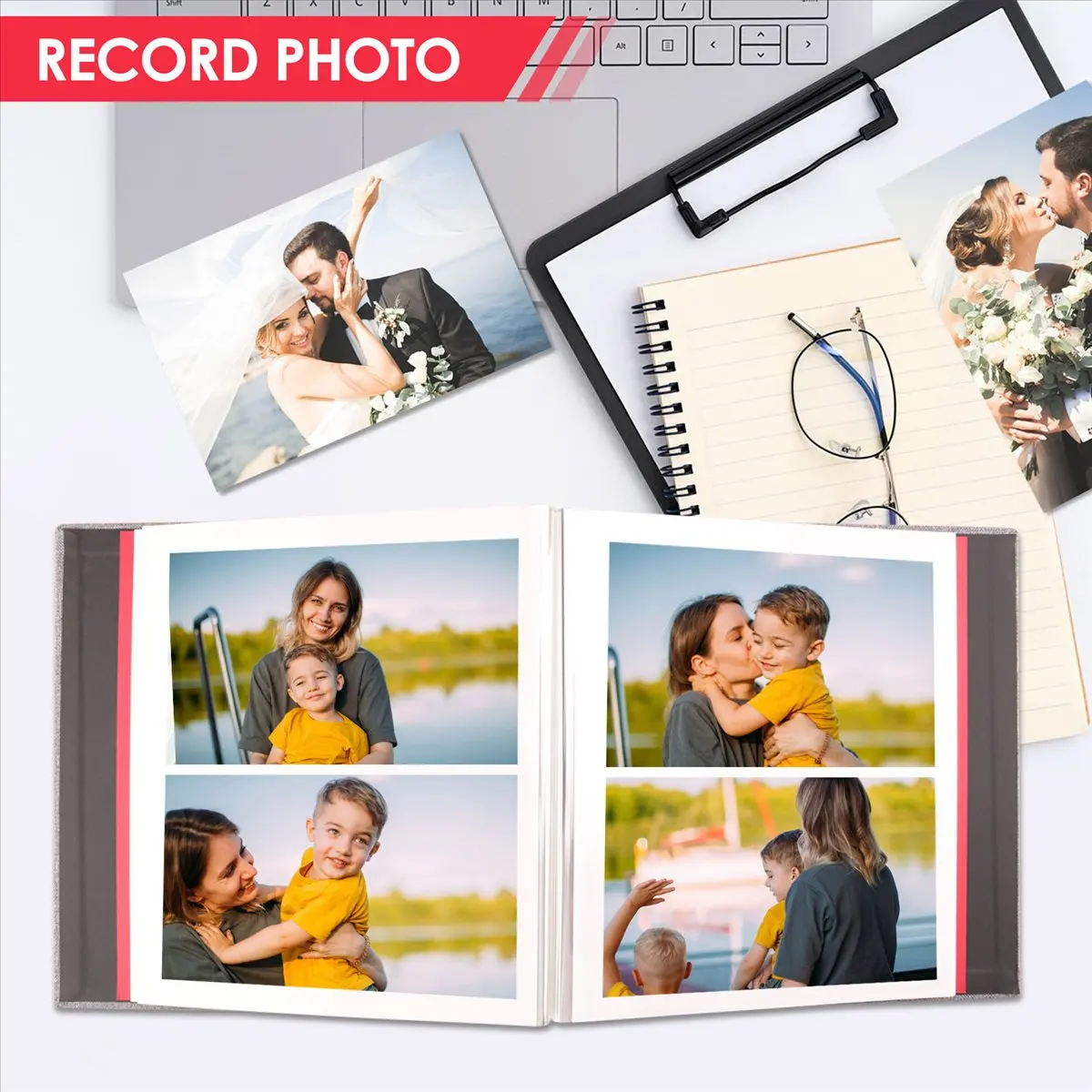 AA83 Photo Album Scrapbook Linen Art DIY Memory Book Thick Pages with Protective Film Save Images Permanently,Best Gift Choice