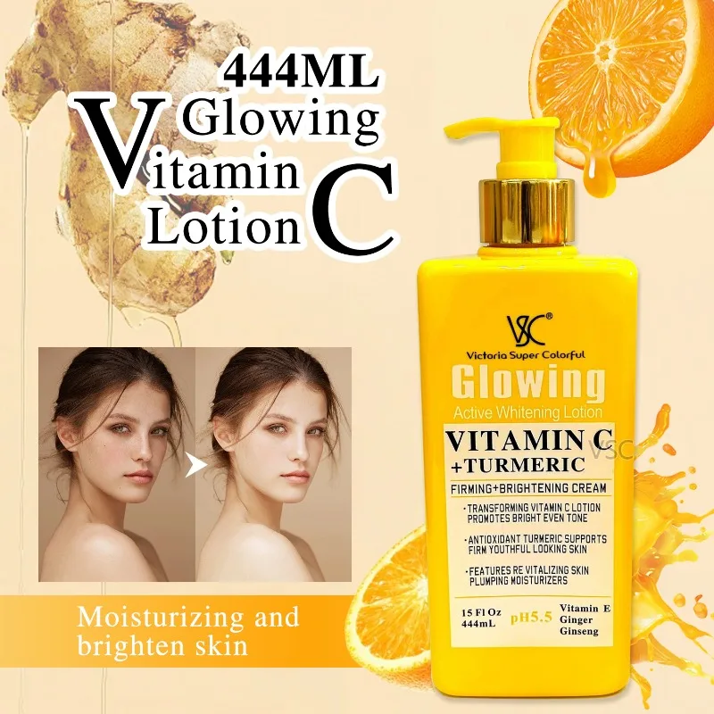 Vitamin C & Turmeric Brightening Firming Body Cream 500ml Lightweight Moisturizer for Dry Skin,Restores Radiance Elasticity