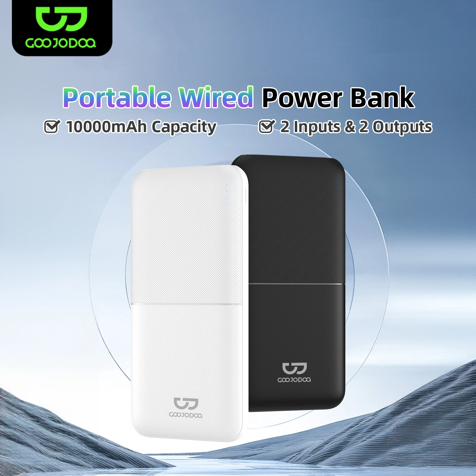 

GOOJODOQ Power Bank 10000mah Original Fast Charge with Flashlight 2 Output Power bank easy to carry and Lightweight