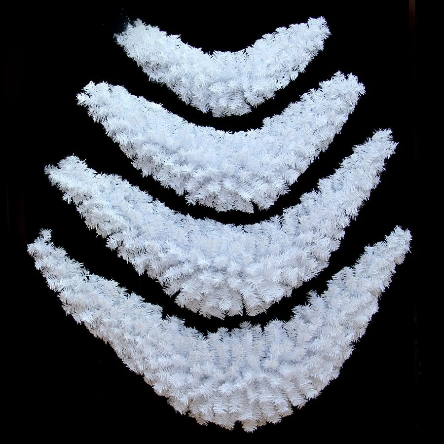 "90-150CM Crescent Wreath - White/Green PVC Rattan Hanging Decor - Minimalist Christmas Arch Hoop