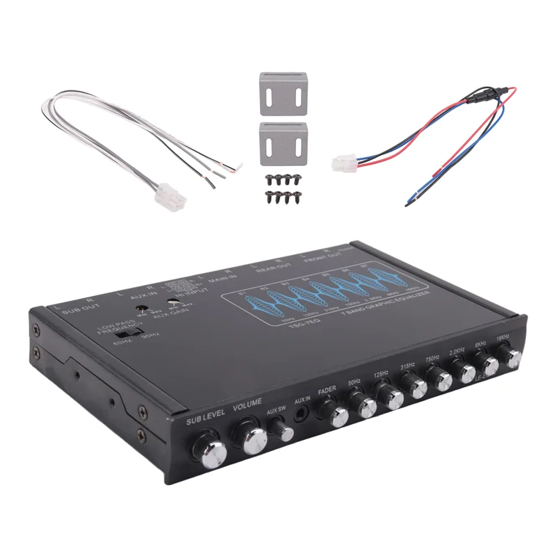 FORW-7 Band Car Equalizer Audio EQ Tuning Crossover Amplifier Parametric Car Preamplifier Audio Equalizer +-12Db