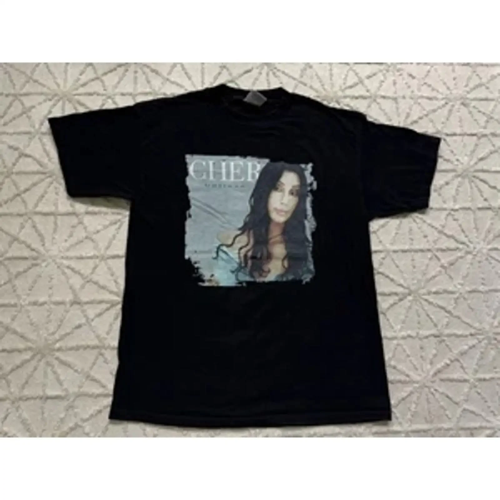 Camiseta de Coleção 1999 Cher Believe Tour para Homens XL Preta com Gráfico de Concerto Vintage, Ligeiramente Lavada e Esticada
