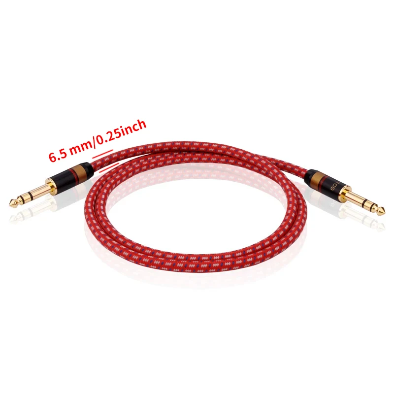YYTCG Electric Guitar Cable Braided 1/4 ft Jack TRS 6.5mm Audio Mono Cable Bass Electric Box Audio Cable Noise Reduction Cable