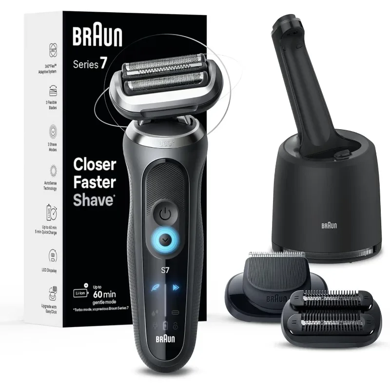 

Braun Electric Shaver for Men, Series 7 7185cc, Wet & Dry Shave, Turbo & Gentle Shaving Modes, Waterproof Foil Shaver,Space Grey