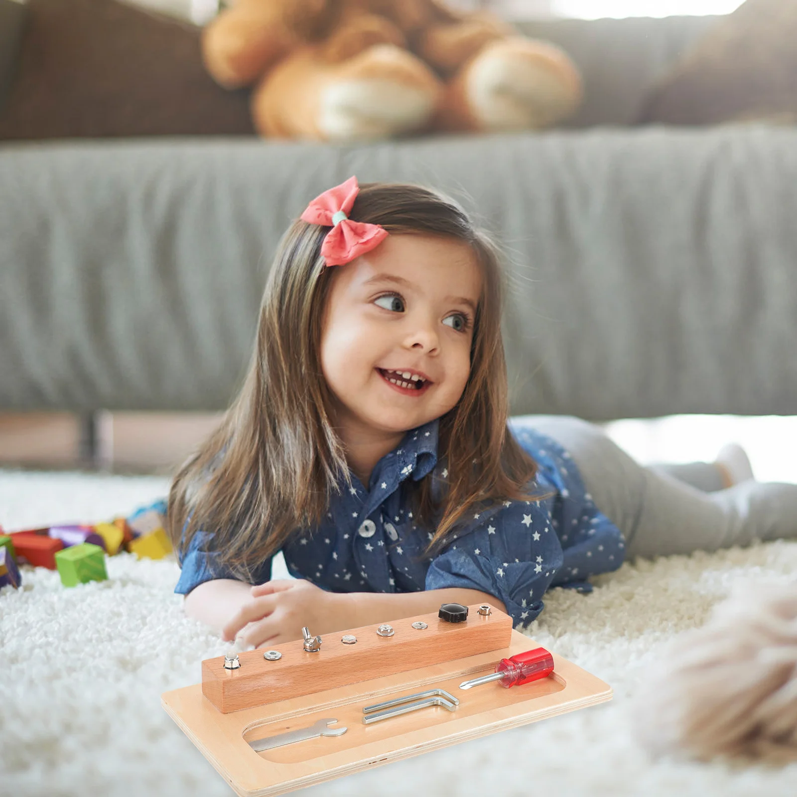 1Set Wooden Screwdriver Board Function Educational Learning Aid Preschool Kids Fine Motor Practice Screwdriver Board Toy