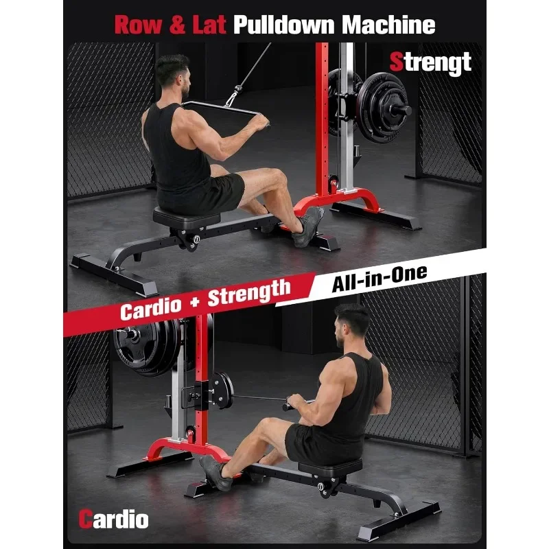 

YOLEO Power Cage with Silent Pulley System, Heavy-Duty Cable Crossover Rack, Multi-Functional Squat Rack & Cable Machine