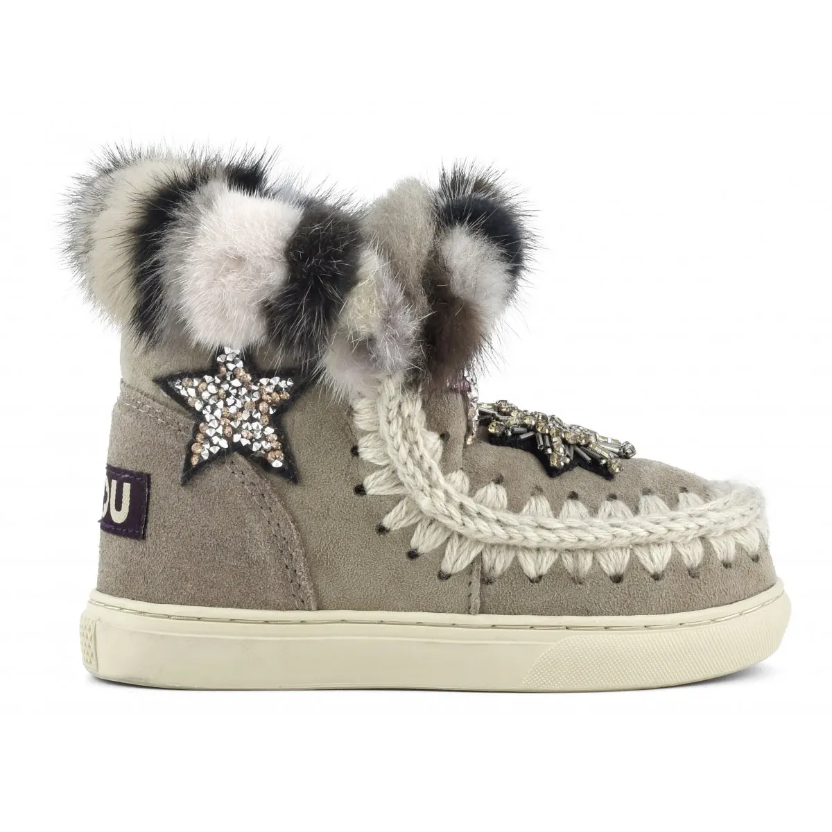 

kids' Outdoor winter snow boots eskimo sneaker kid star patches & mink f original sheepskin flats girls warm ankle boot