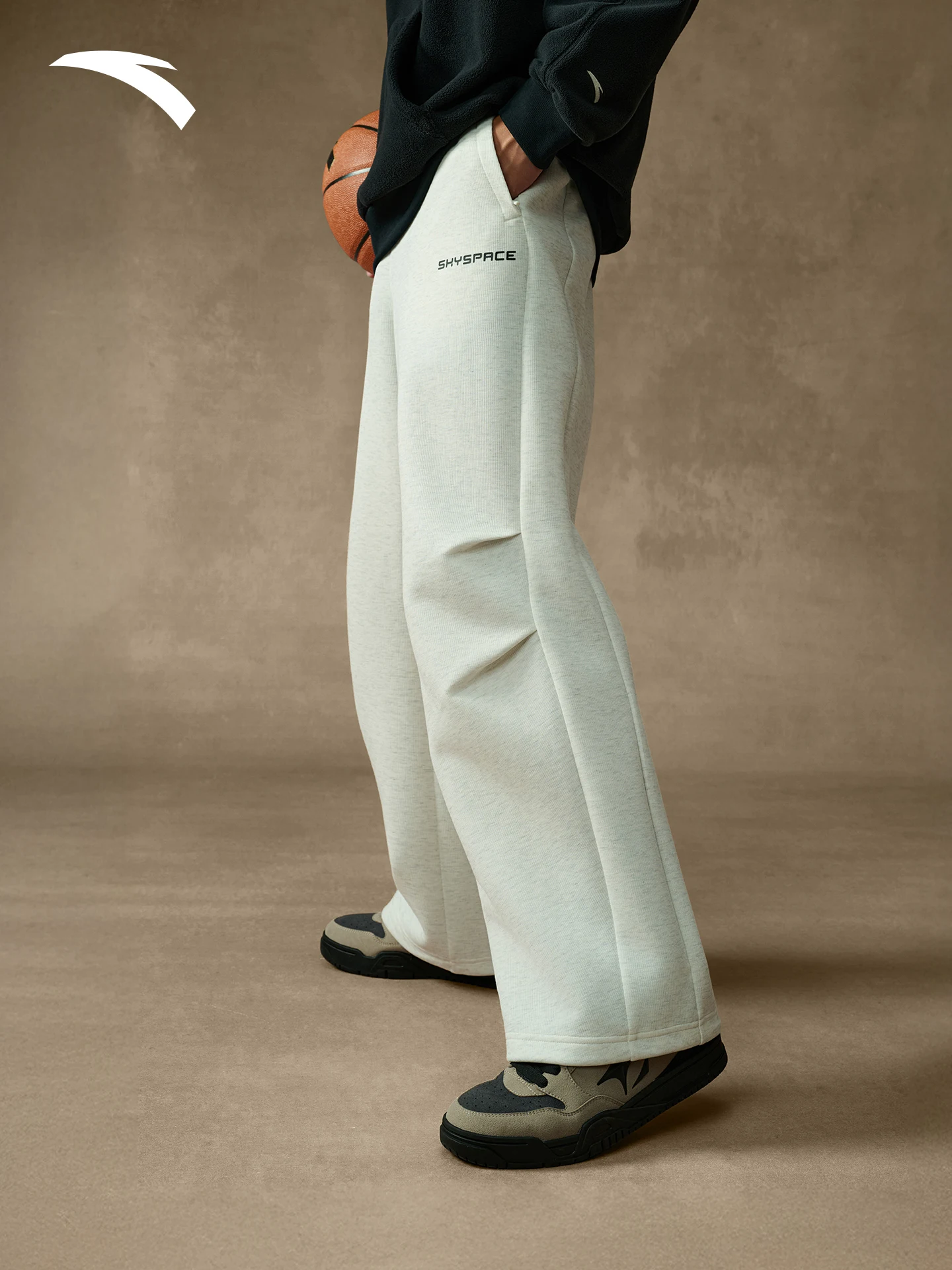 ANTA Paratrooper pants American wide leg pants men's winter new knitted retro straight leg sports casual pants