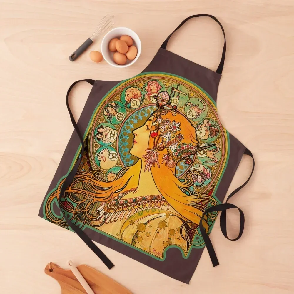 

HD Zodiac, (1896) - Alphonse Mucha Apron Funny For Girl Apron