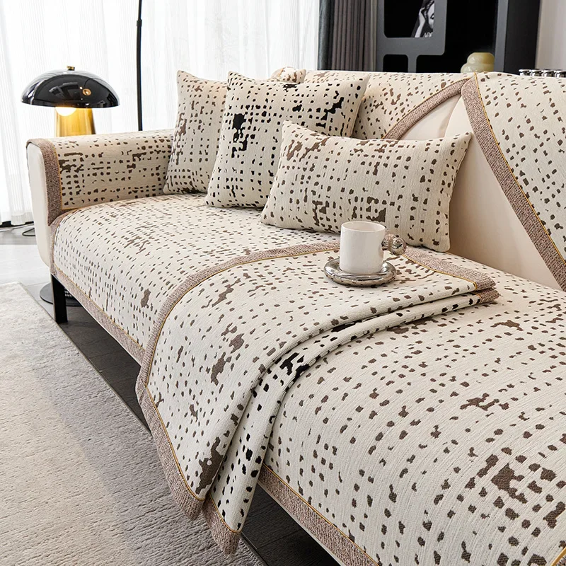 Geometry Sofa Covers Jacquard Chenille Sofa Mat for Living Room Non-slip Sofa Covers Universal for All Seasons Couch Slipcovers