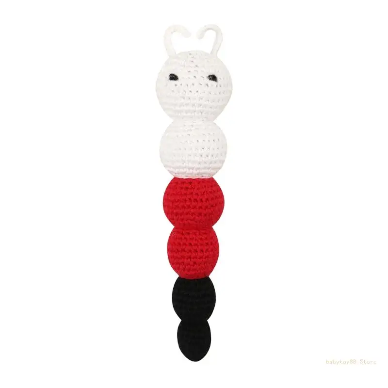 Y4UD 18CM Crochet Animal Early Education Toy for Baby Crib Handhold Shaking