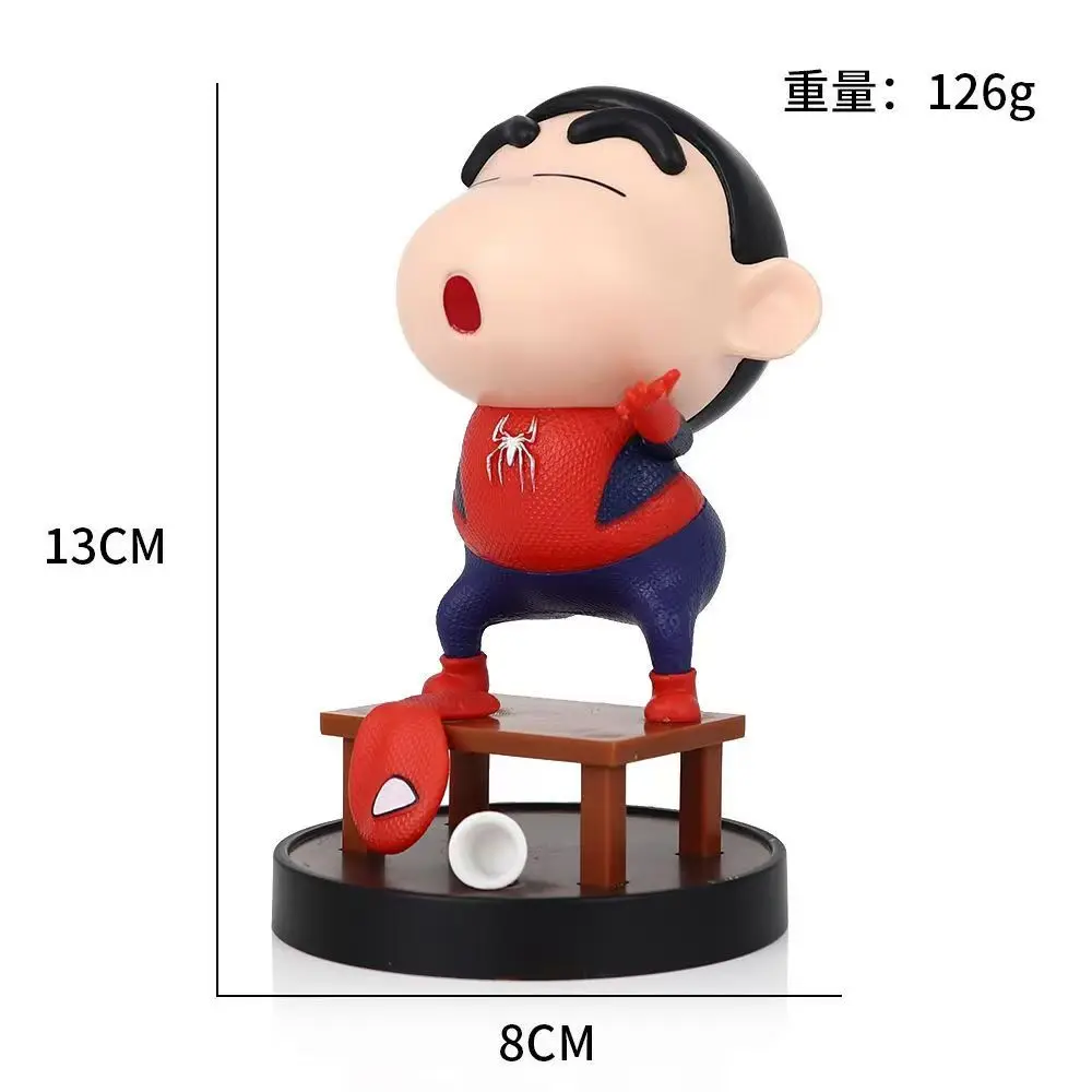 Xaoxin Cos Spiderman Captain America Action Figure Anime Shin Chan Figura Kawaii Pop Model Ornamenten Speelgoed Festival Gift ﻿