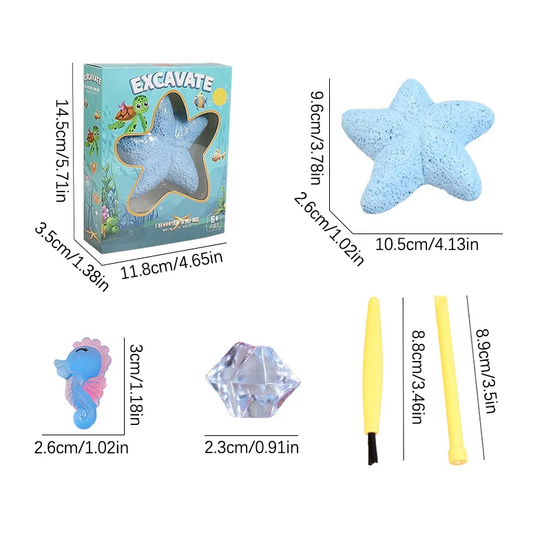 Estrela do mar vida marinha kit de escavação de pedras preciosas brinquedo de escavação arqueológica crianças kit ciência brinquedos artesanais para presentes da menina do menino