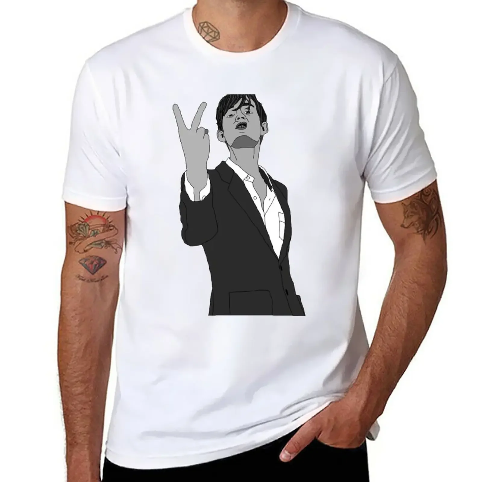 New Jarvis Cocker Black & White T-Shirt T-shirt short cute clothes black t shirts for men