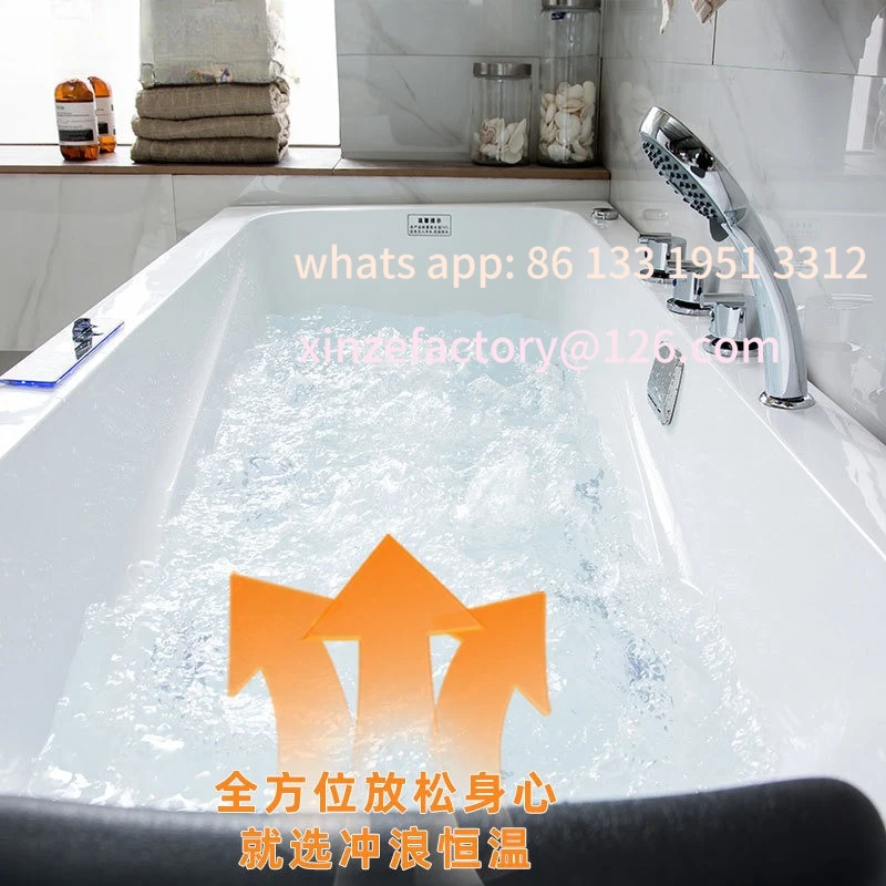 Customizable Thickened Freestanding Acrylic Tub with Double Skirting Thermostatic Heated Surf