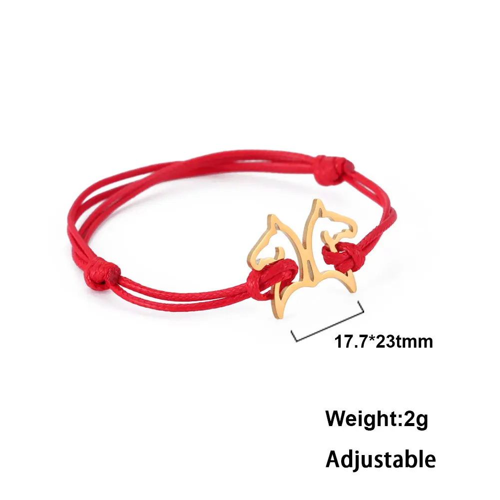 Openwork Double Horse Head Pendant Bracelet Stainless Steel Adjustable Bracelet Fashion Jewelry for Men Women Birthday Gifts
