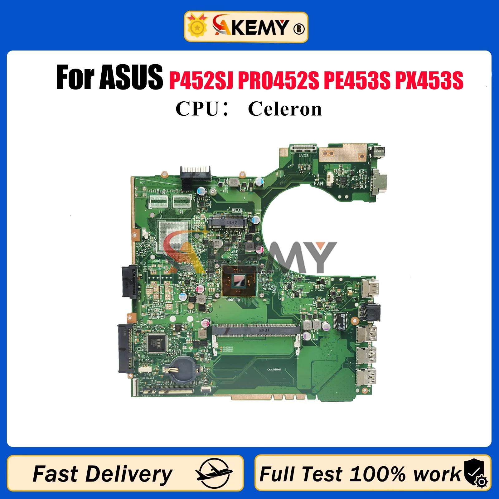 

P452SA Laptop Motherboard For ASUS P452S PRO452S PE453S PX453S P452SA P452SJ Notebook Mainboard With Celeron CPU 108% tests OK