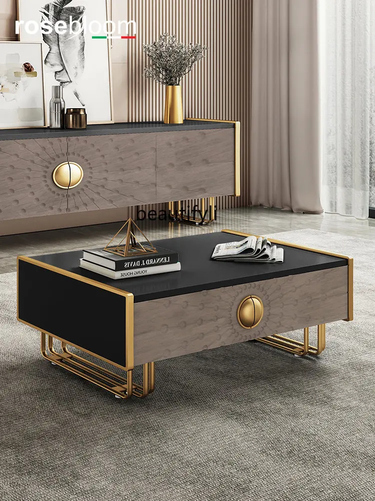 

Light Luxury High-End Coffee Table Living Room Home Storage Tea Table Tea Table Small Apartment Wooden Table