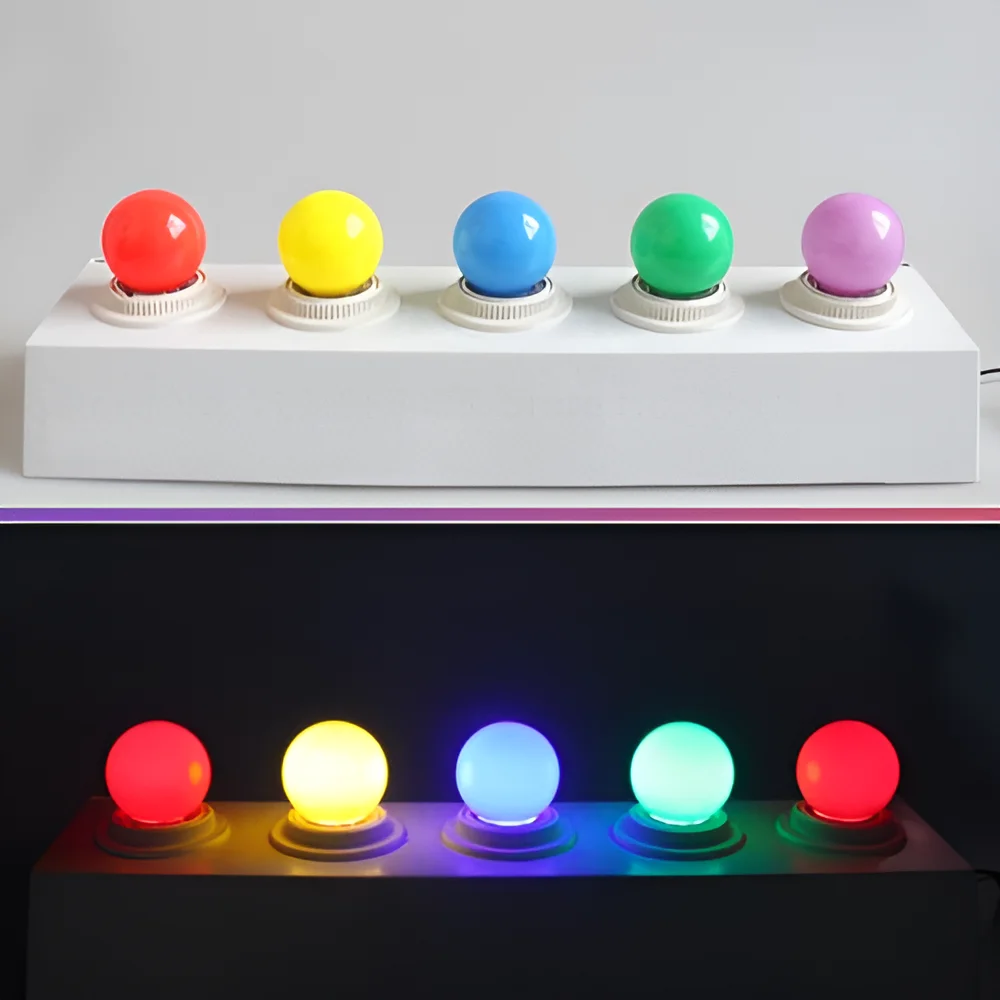 Bombilla LED de colores para decoración navideña, lámpara de ahorro de energía, 10 piezas, 20 piezas, 30 piezas, E27, B22, 8 colores disponibles, AC220V