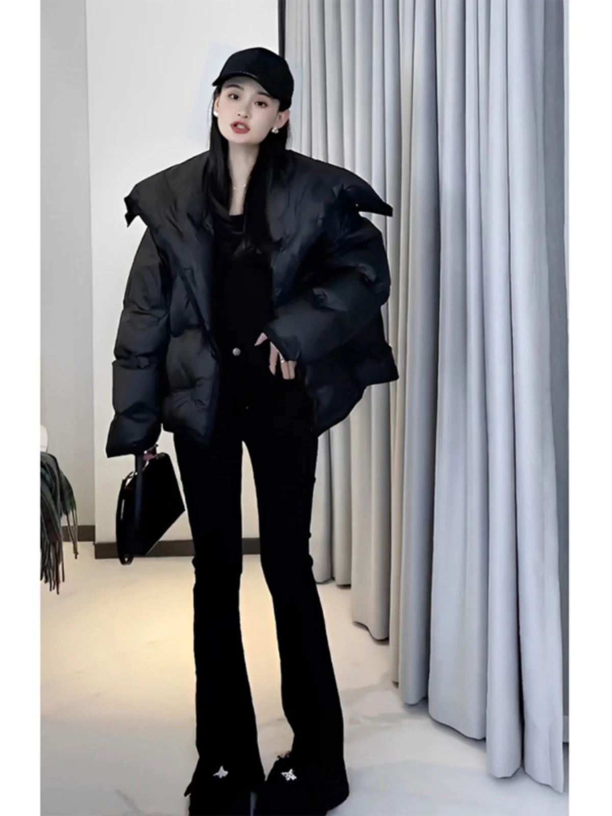 

Стильная короткая женская зимняя утепленная куртка-пуховик в корейском стиле, однотонная, с наполнителем из белого утиного пуха, новинка осени 2023 года.