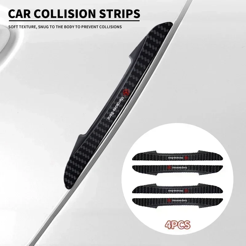 4pcs Car Carbon Fiber Pattern Anti-Collision Strips For Mercedes Benz Amg W204 W213 W205 W211 W212 W176 W205 W203 Accessories