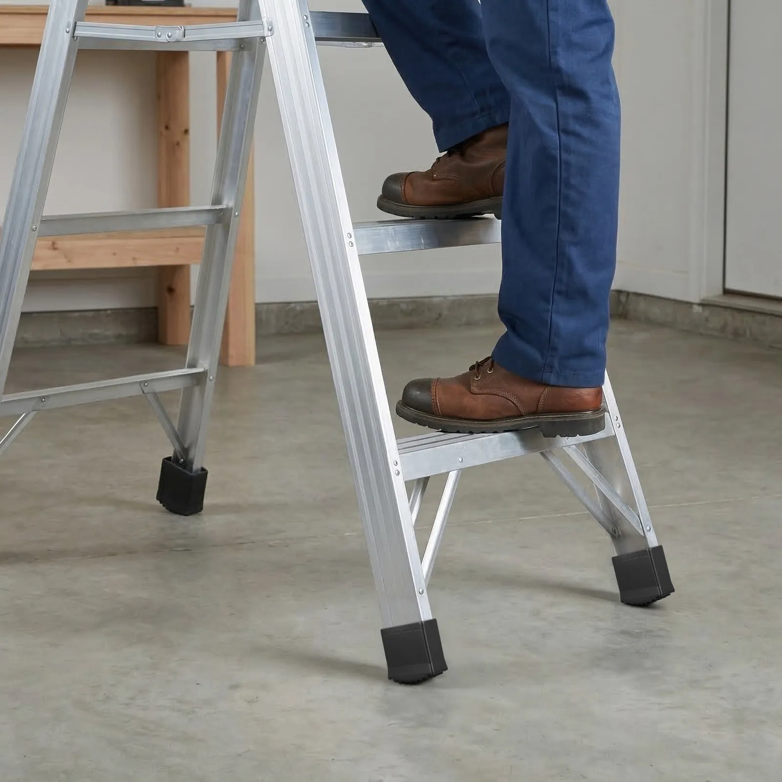 4Pcs Ladder Feet Covers Non-Slip Rubber Protective Pads Floor Sound Insulation Ladder Foot Protector Stable Safety Accessory