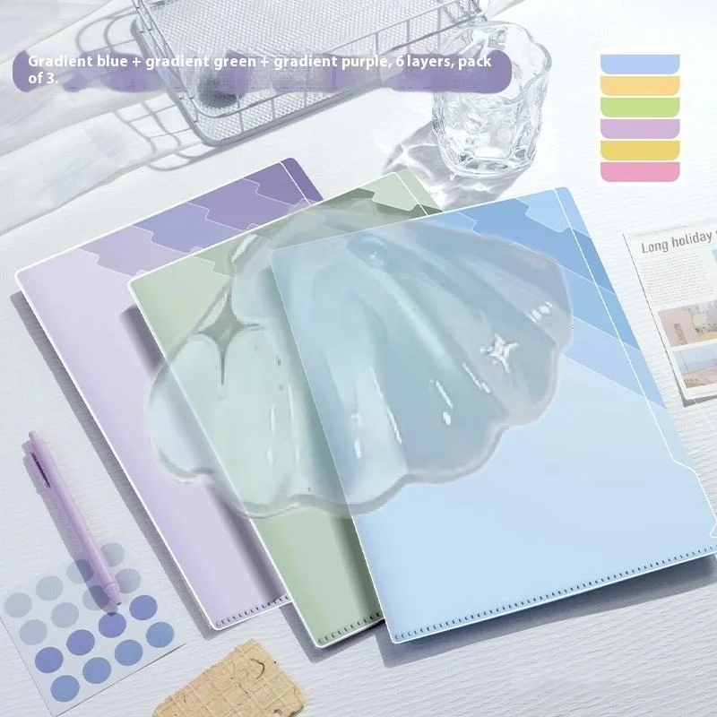 

Gradient Multi-Layer Folder A4 Subject Classification Test Paper Folder Transparent L-Shaped Folder 6-Layer Classification File