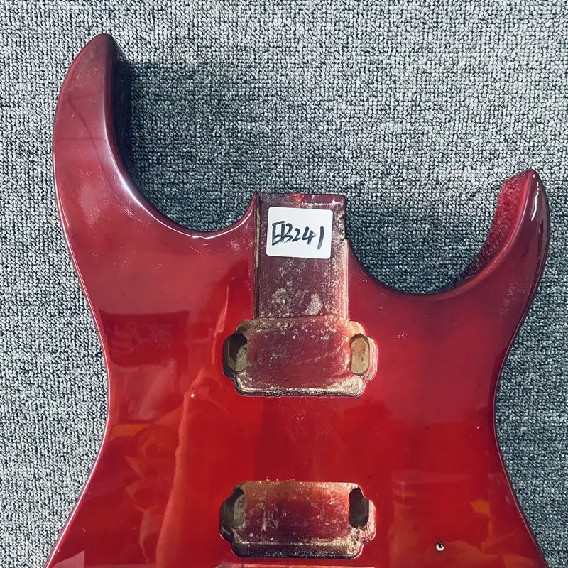 EB241 Transparent Red Color Floyd Rose Electric Guitar Body Unfinished with 2 Humbucker Pickups in Solid Wood DIY Replace Use