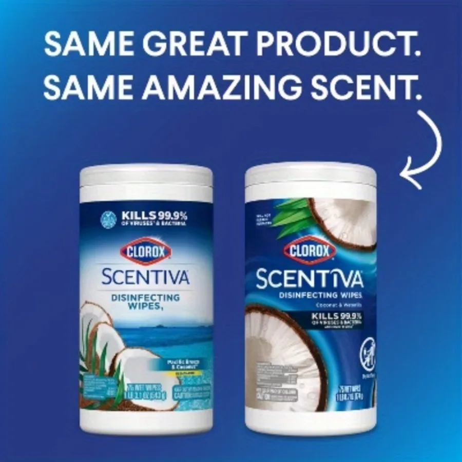 Дезинфицирующие салфетки с кокосовыми и водными лилиями — 75 шт., универсальные чистящие салфетки без отбеливания