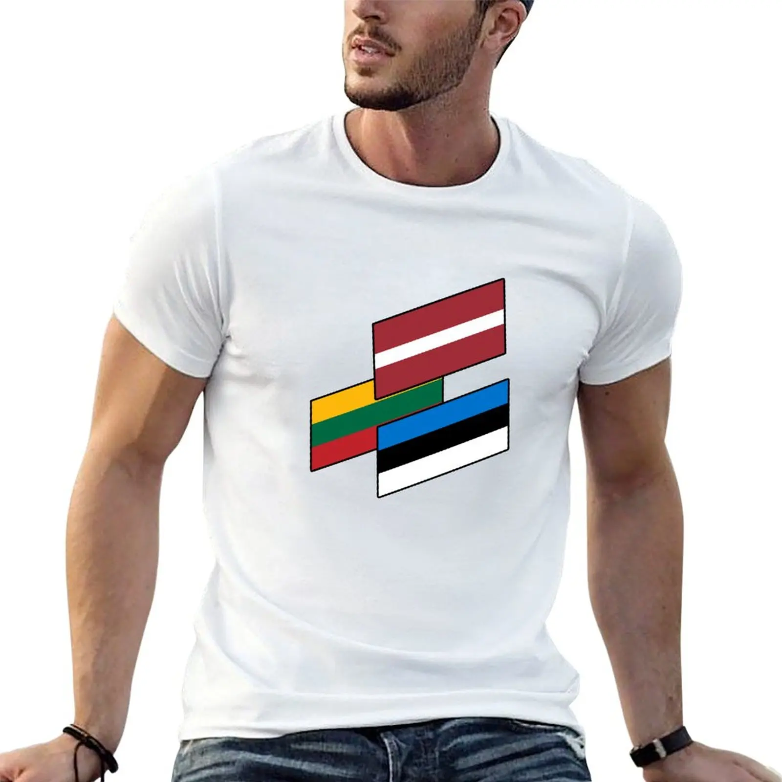 The Baltic States Flags T-Shirt Sporty Breathable Short Sleeve T-Shirt