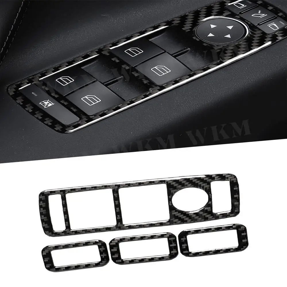 Carbon Fiber Interior Trim Window Lifter Switch Buttons Decorative Frame Cover Stickers For Tesla Model X 2014-2019 Car Styling