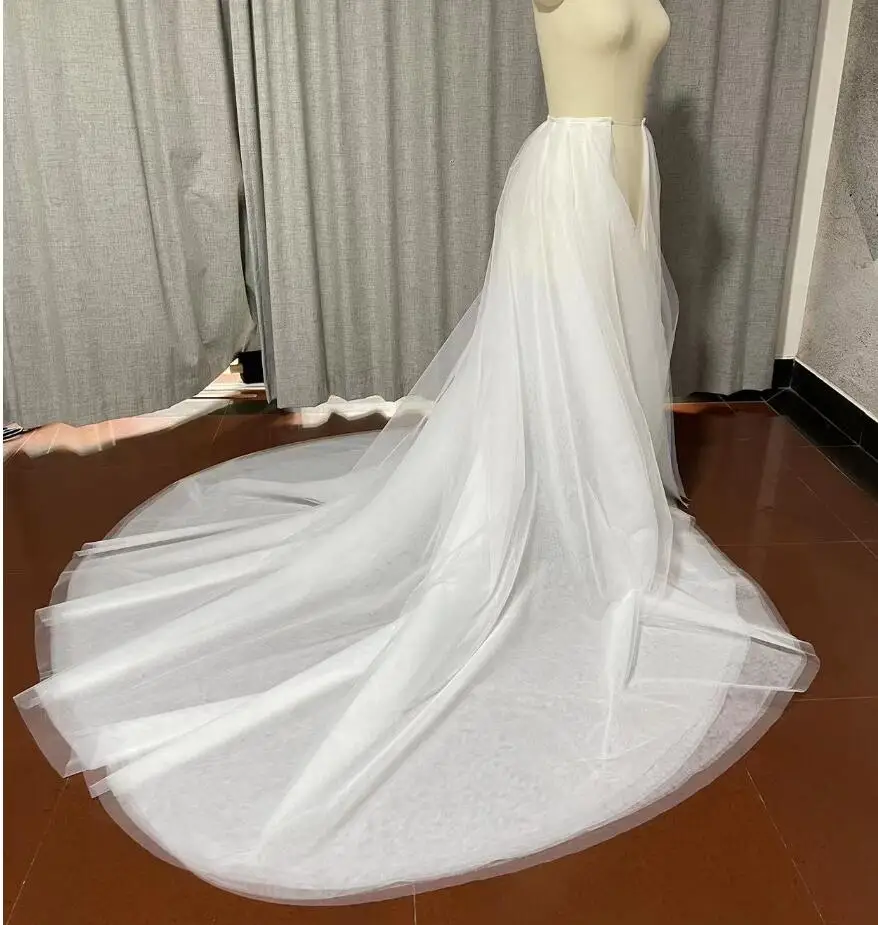 Gonna lunga rimovibile da sposa in Tulle a 8 strati bianca, gonna lunga rimovibile, accessori per treni con sovrapposizione di nozze personalizzati