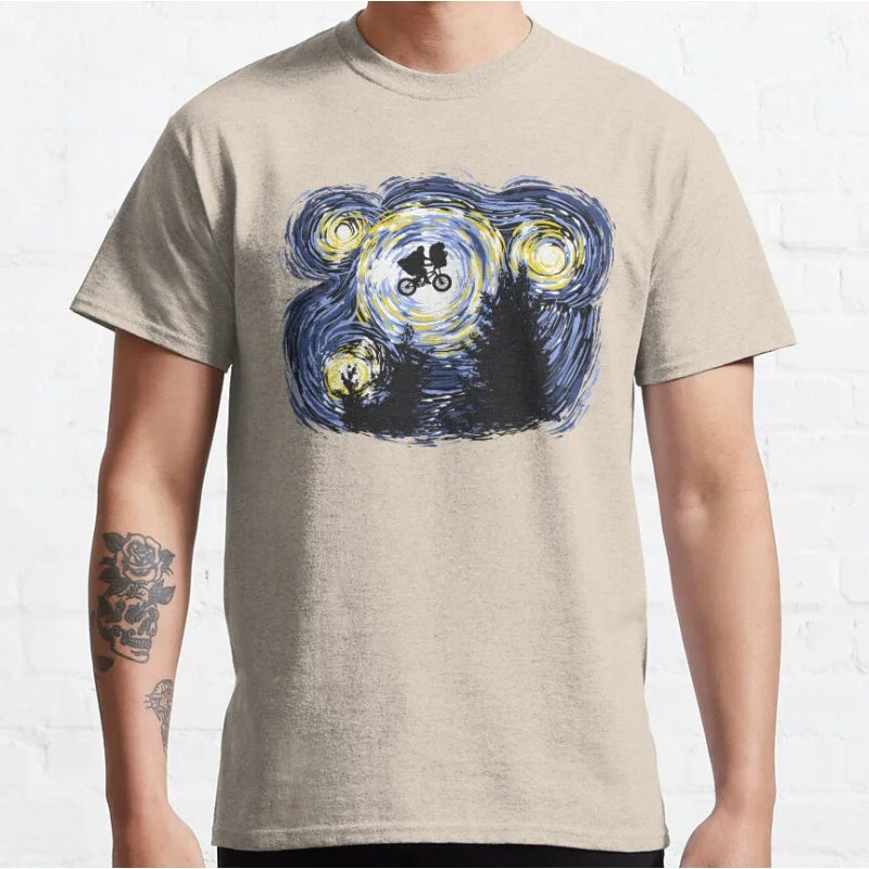 星空のエクストラテレストリアン エクストラテレストリアン 80 年代のホラー映画 エイリアン E.T. SF 半袖クルーネック Tシャツ 大きいサイズ トップス