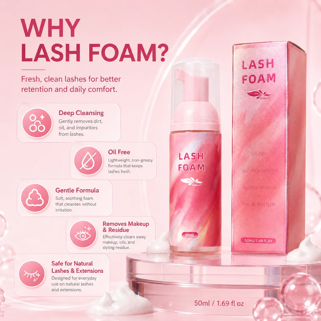 شامبو رغوي للرموش 50 مل خالٍ م - مراجعة Eyelash Extension Aftercare وسعره