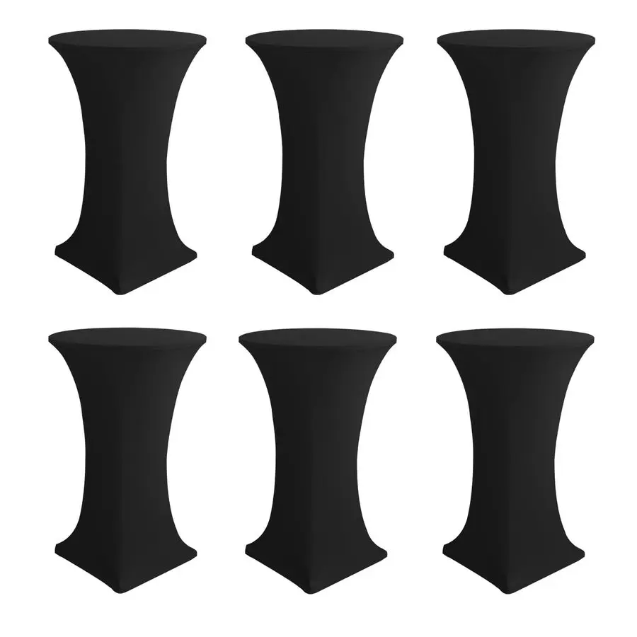 

Table CoversSpandex Round High Top Table Cloths 6 Pack 32x43 InchBlack Stretch Fitted Bar Tall Tablecloth for Pub Bistro Highboy