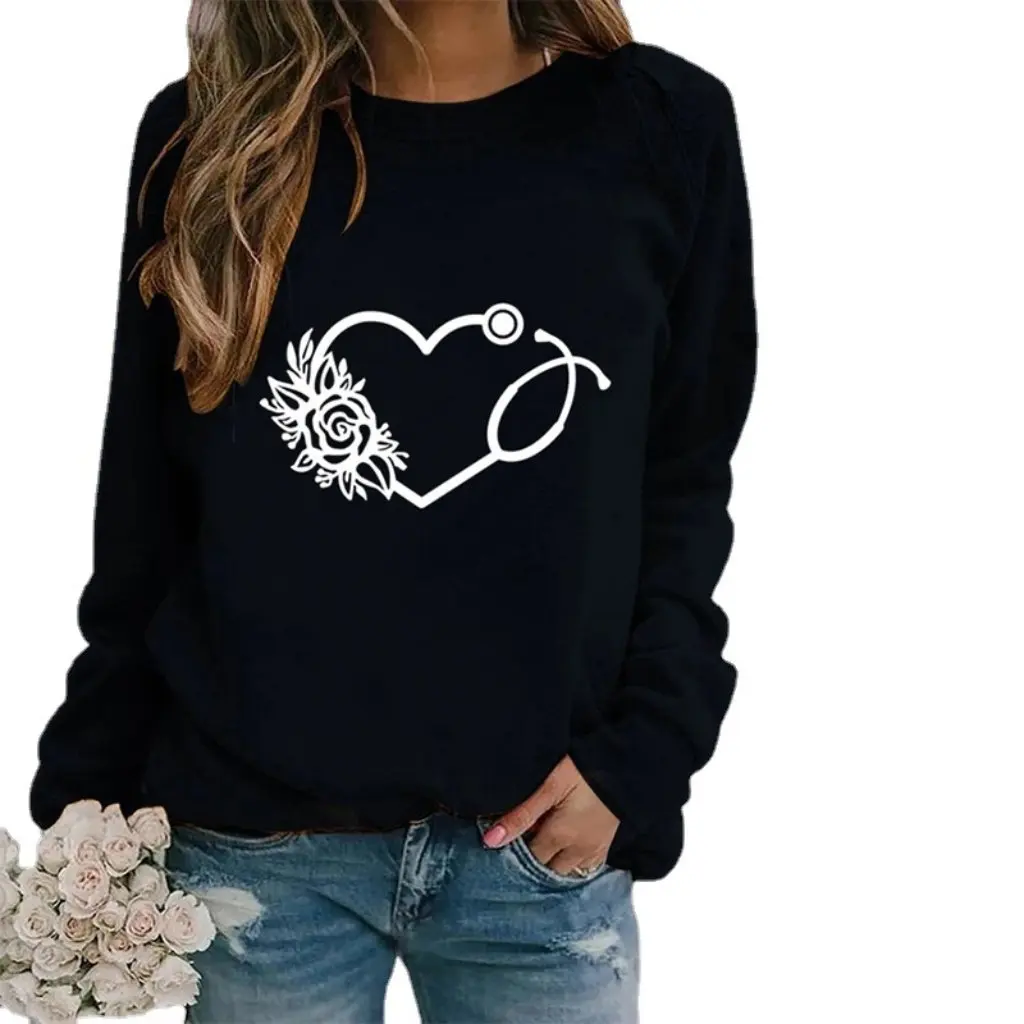 Women's round Neck Sweatshirt Independent Platform European American Print Animal Letter 2Temu