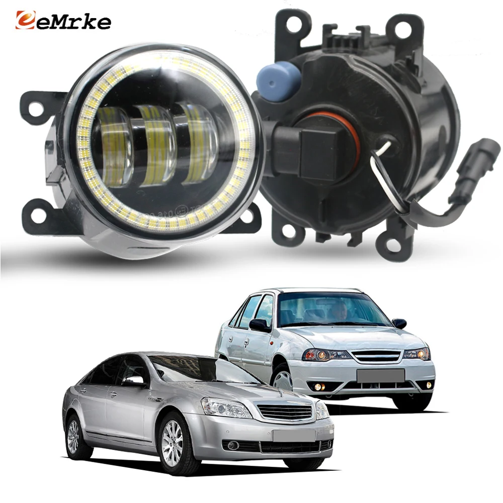 OEM Style Halogen LED Fog Lights For Daewoo Nexia N150 KLETN 2008-2016 Veritas 2008 2009 2010 Fog Lamp With Lens Angel Eye DRL